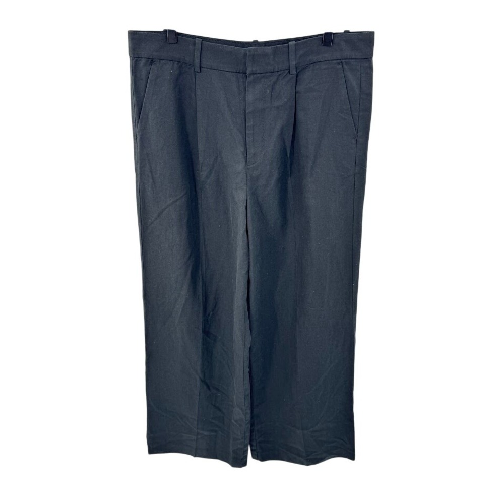 Madewell The Slouchy Straight Pant Size 12 Black Wide Leg Pleated Front Trousers - Picture 2 of 9